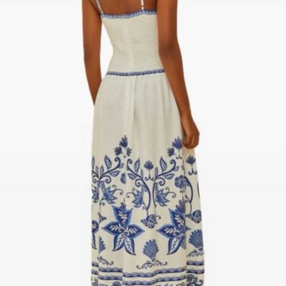 FARM RIO Blue & White Spaghetti-Strap Maxi Dress - Picture 2 of 9